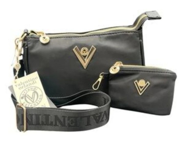 NEW Valentino Orlandi Black Nylon Crossbody Handbag & Wallet