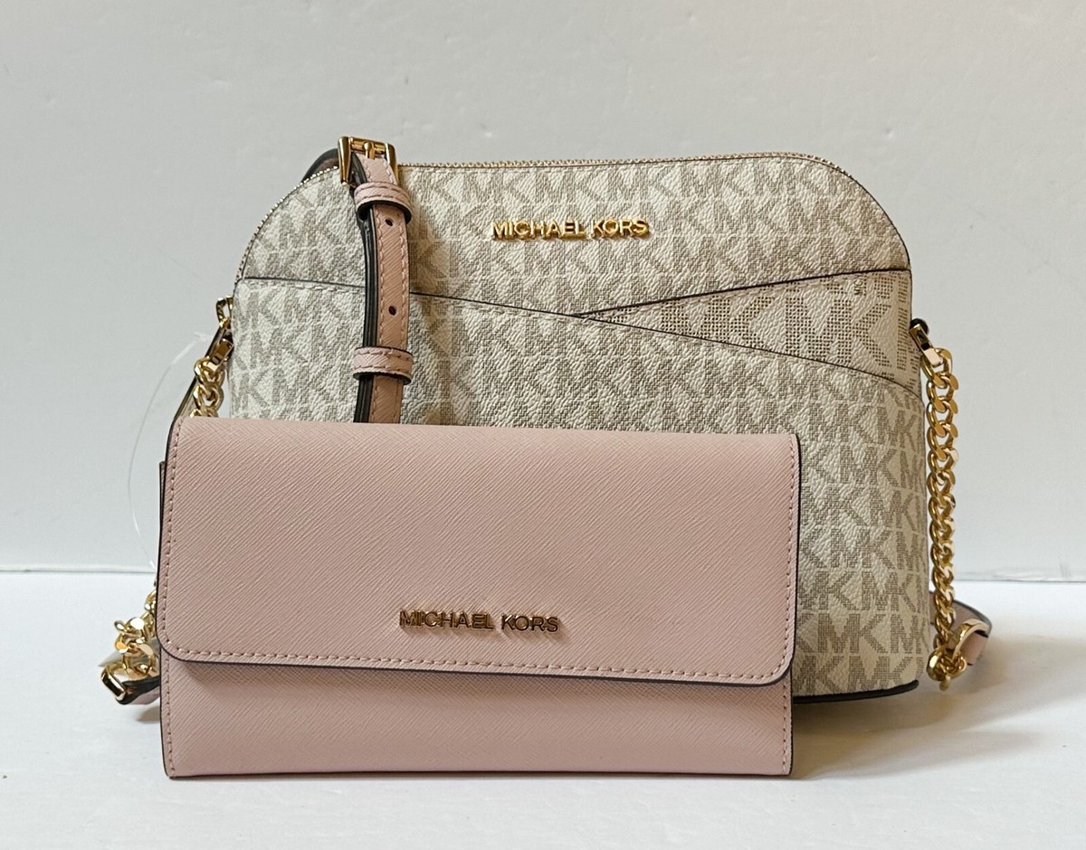 MICHAEL KORS JET SET TRAVEL DOME CROSSBODY BAG MK VANILLA PINK +