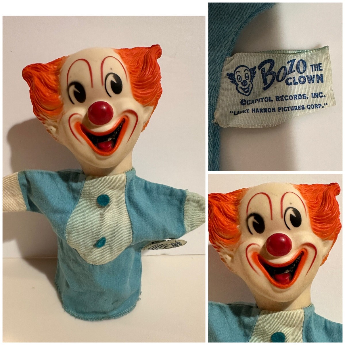 VTG BOZO THE CLOWN / KNICKERBOCKER Hand Puppet / Original Tag