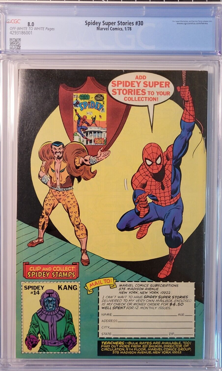 1978 Spidey Super Stories 30 CGC 8.0 Spider-Man. Kang Captures the