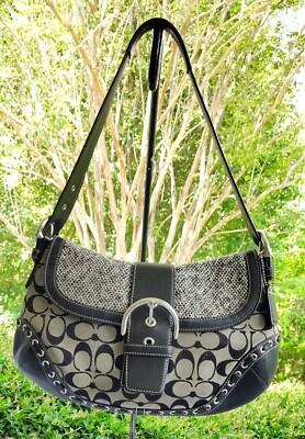 Coach F10425 MEDIUM Vintage Soho Black Leather, Tweed and