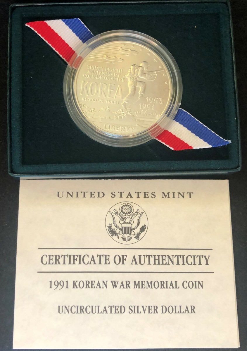 1991-D $1 Korean War Memorial Uncirculated Silver Dollar | eBay