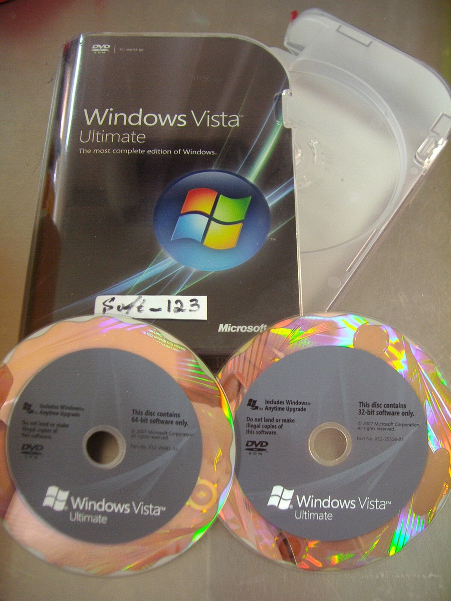 Microsoft Windows Vista Ultimate Full 32 Bit & 64 Bit DVDs =RETAIL