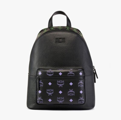 NWT MCM Men's Color Splash Logo Backpack Black Purple Green $1360