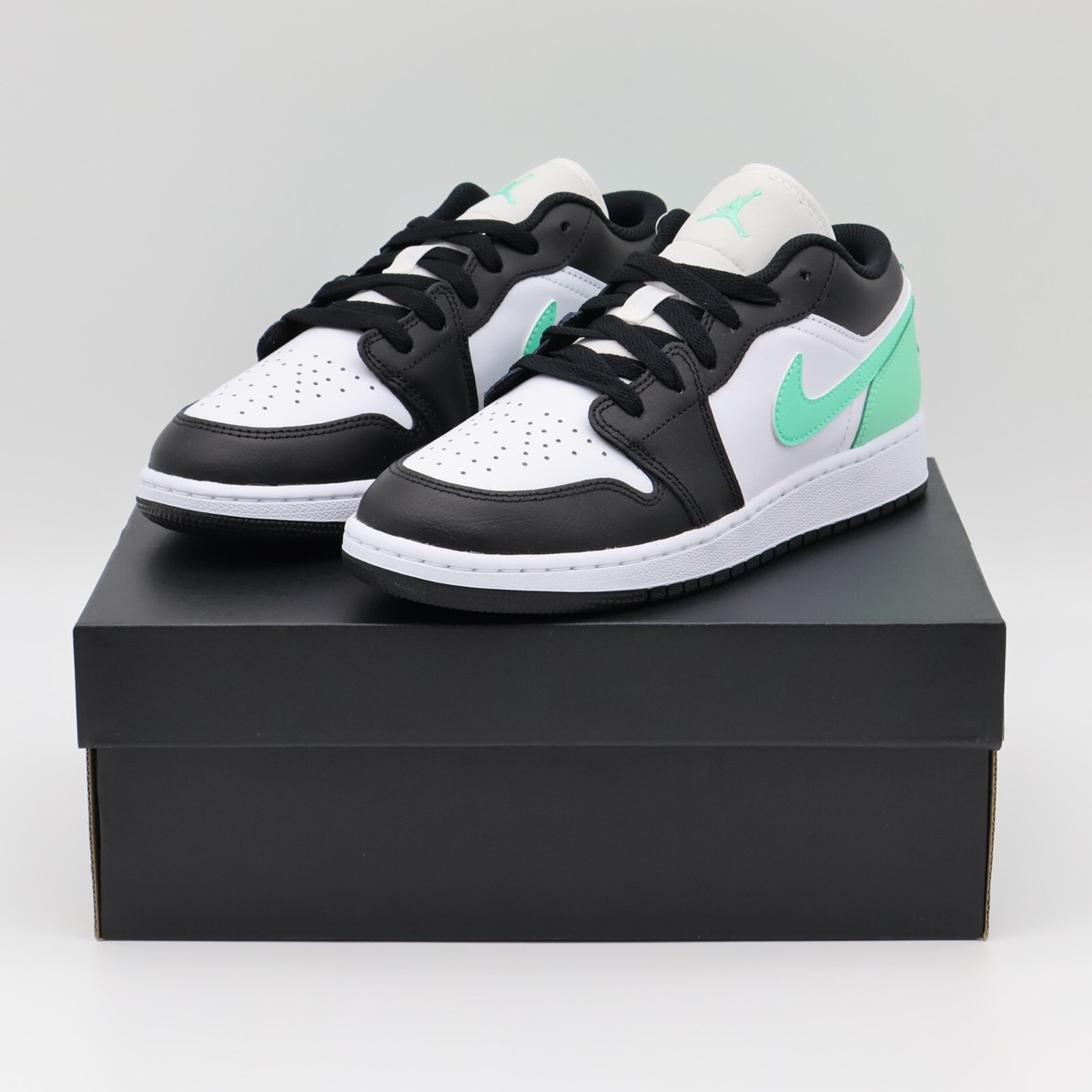 553560-131 Nike GS Air Jordan 1 Low White Green Glow Black | eBay