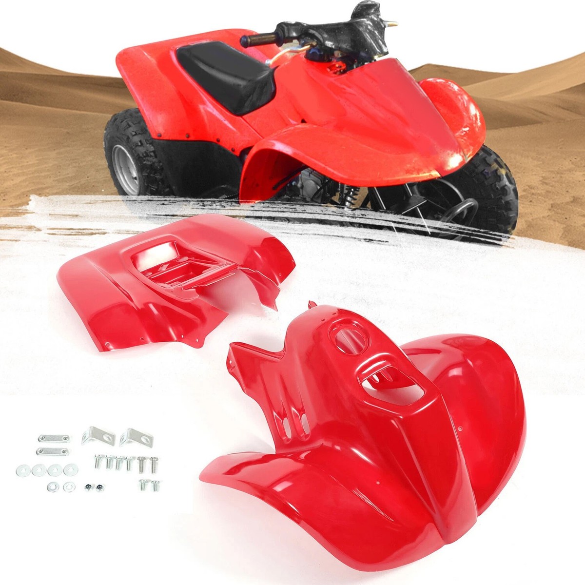 1993-2005 Honda TRX90 Red ABS Plastic Front & Rear Fenders Set