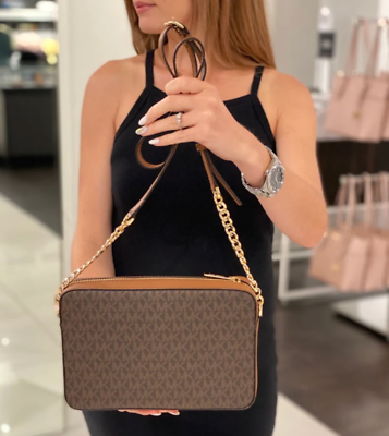 Michael Kors Jet Set Large Printed Signature Logo Crossbody Bag