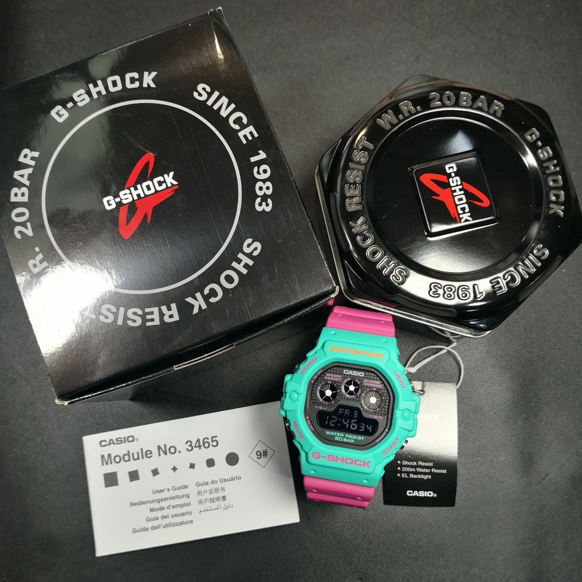 NEW GSHOCK DW-5900DN-3 Psychedelic Multi Colors Green/Pink Resin