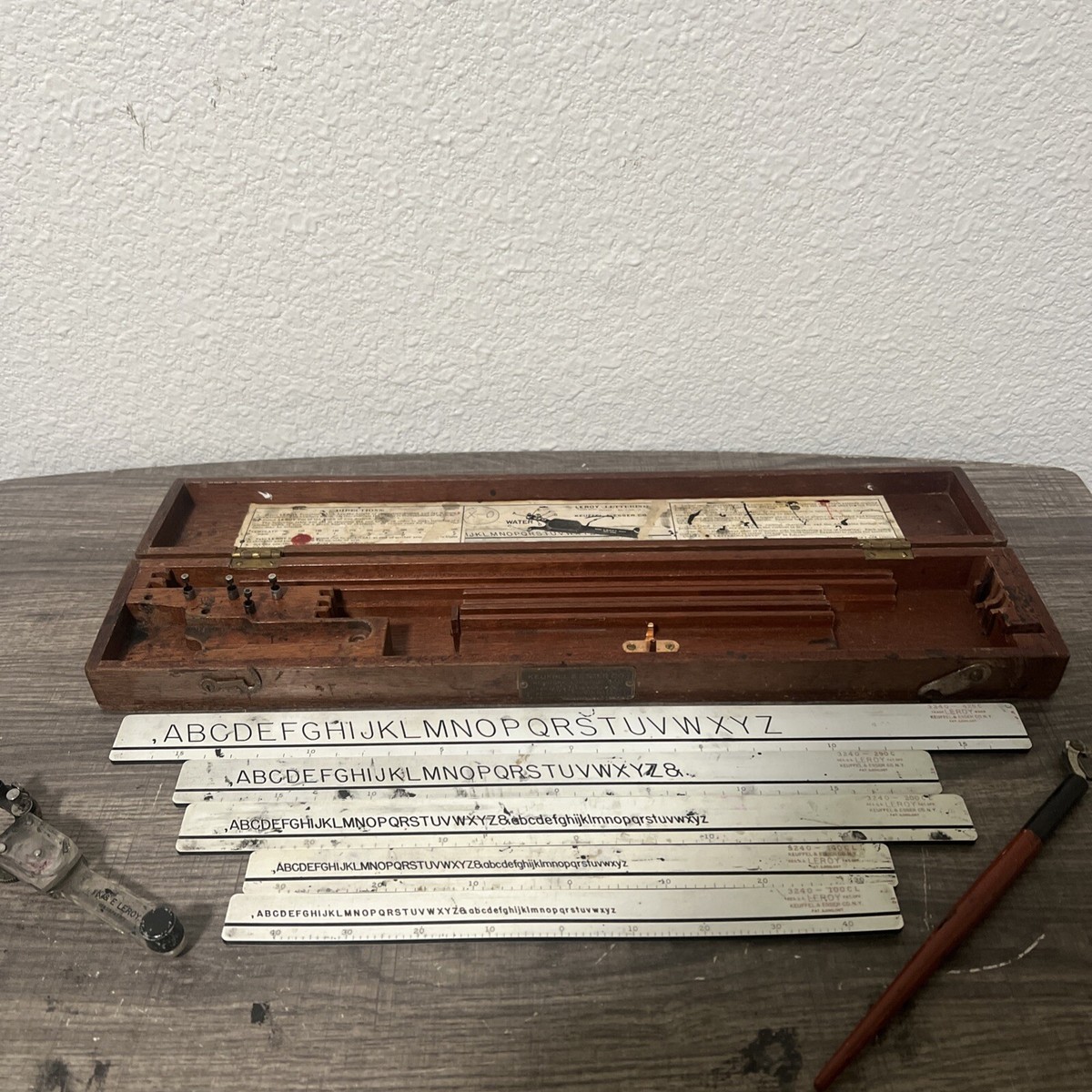 Vintage Keuffel & Esser Leroy Lettering Set with Wood Case | eBay
