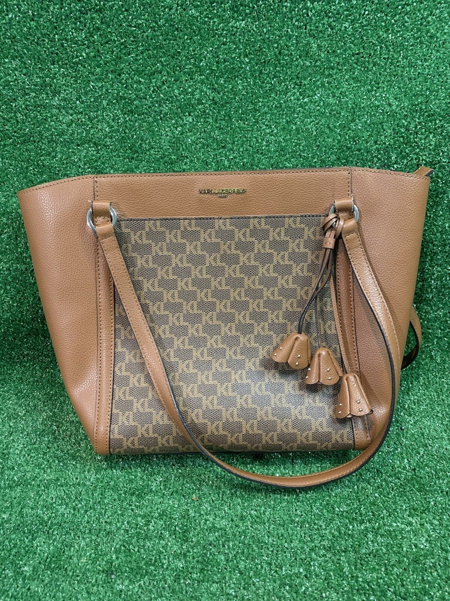 Karl Lagerfeld Brown Monogram Bag Logo Print Purse Great Condition