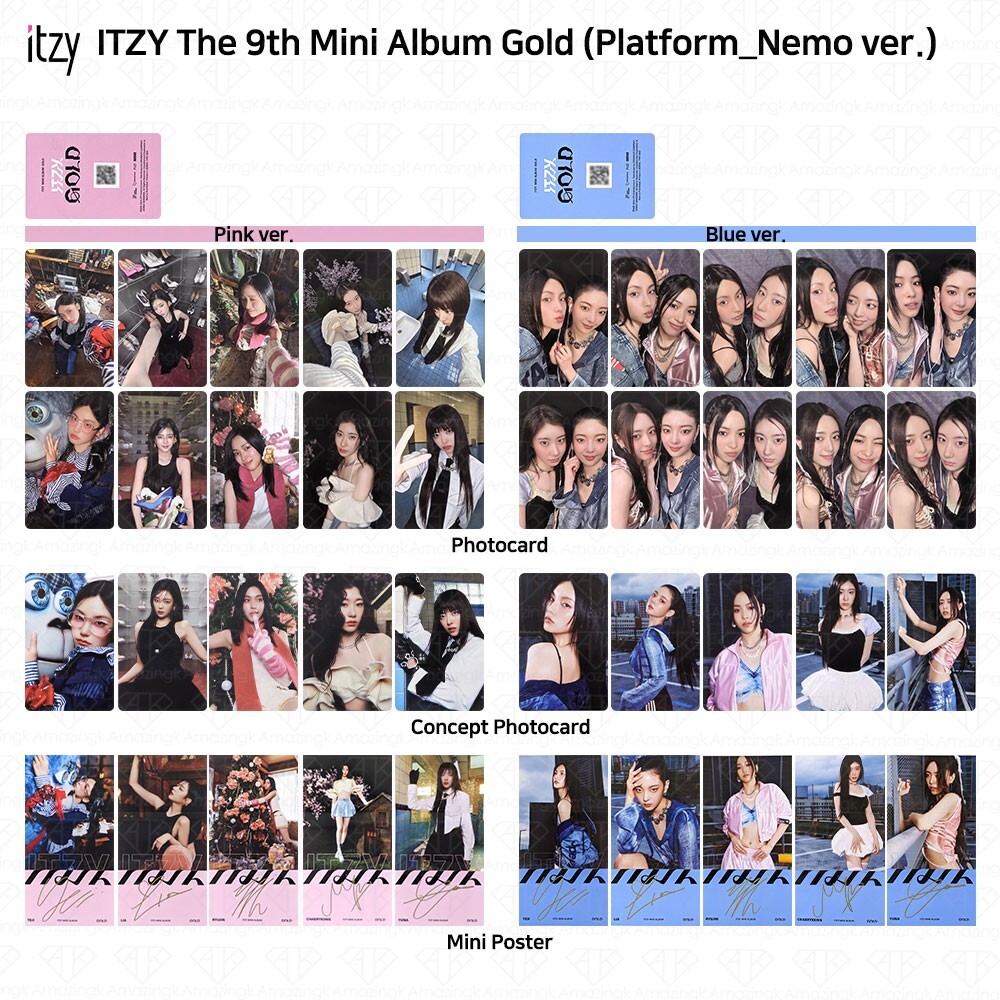 ITZY 9th Mini Album Gold Platform Nemo ver Photocard Poster QR