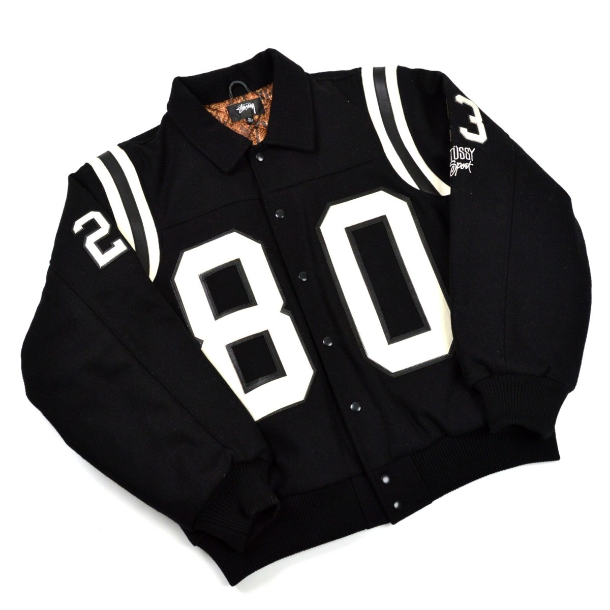 Stussy 80 Wool Varsity Jacket - Size XLarge - Black - Brand New | eBay