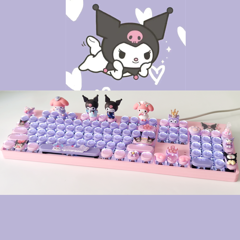 Kuromi Cute Mechanical Keyboard Hot-Swappable Shaft PBT 83/104 Key