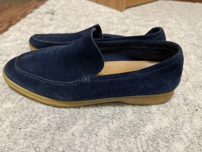Loro Piana Summer Walk Loafers Men's Size 44 10 Navy Blue Suede