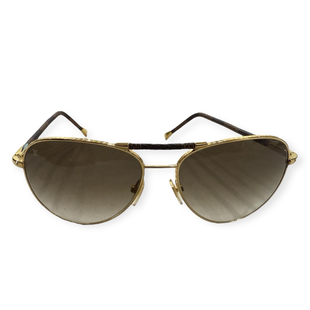 LOUIS VUITTON Conspiracy Pilot Damier Canvas Sunglasses Brown x