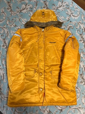 SUPREME REFLECTIVE CROSS N-3B PARKA (XL) (YELLOW) FW17 NUPTSE