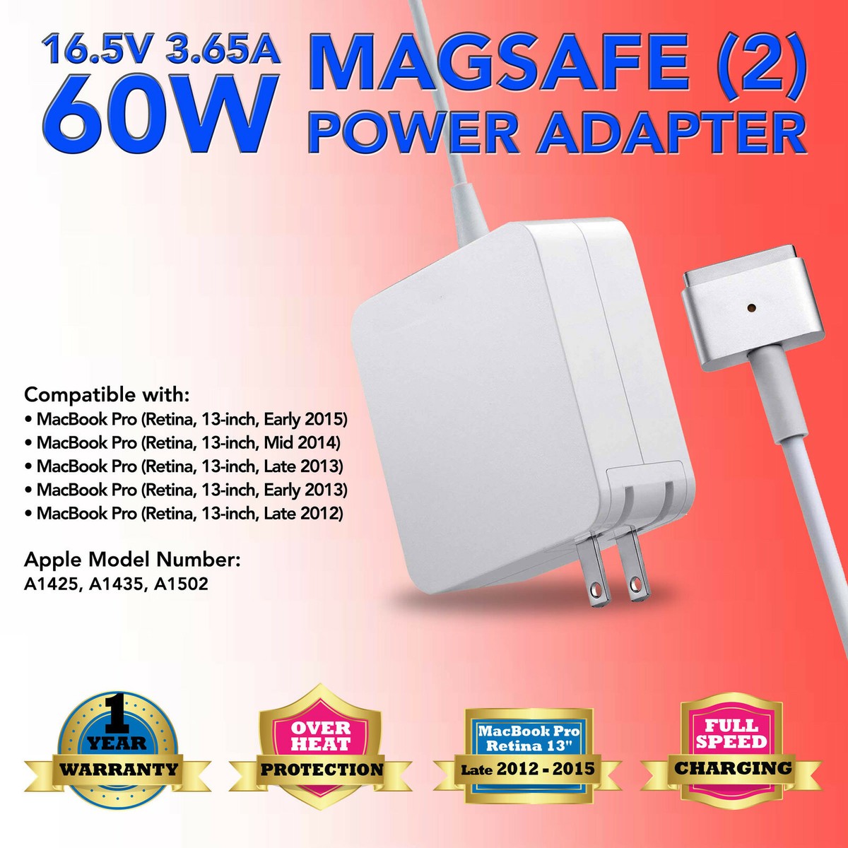 60W Power Charger Adapter For APPLE Macbook Pro 13