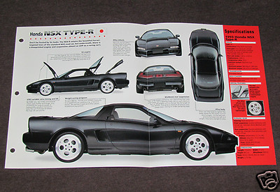 1992 1993 1994 HONDA NSX TYPE-R Car SPEC SHEET BROCHURE PHOTO