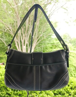 Coach F10909 Vintage Small Soho Black Leather Shoulder Bag w