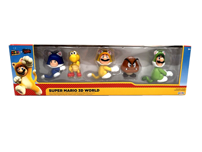 Super Mario 3D World Cat Mario Toad Luigi Goomba Koopa 5 Pack
