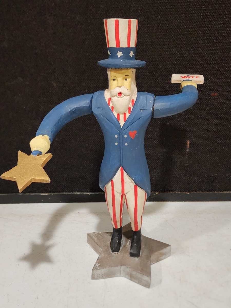 Vintage Midwest of Cannon Uncle Sam Handcrafted Wooden Figure VOTE