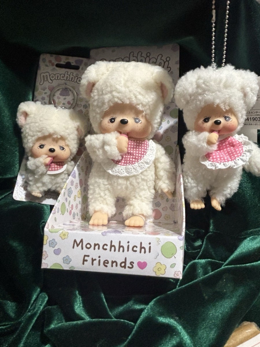 Monchhichi Friends Chamu Sheep Set(3) 8 Inch Doll/5 Inch Dangler/4