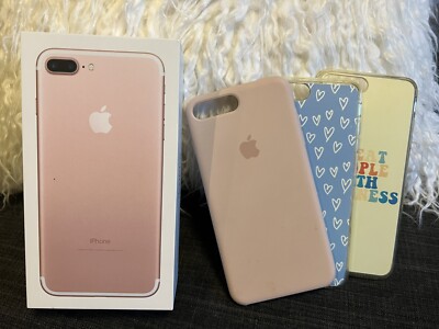 Apple iPhone 7 Plus Rose Gold 128GB UNLOCKED plus 3 Cases Flawless