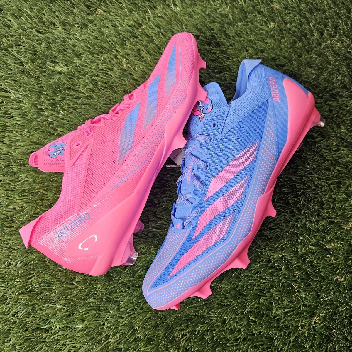 Adidas Adizero Snack Attack Size 11.5 Football Cleats Pink Blue