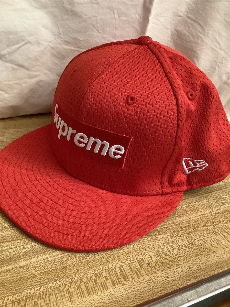 Supreme Mens Cap Mesh Fitted Hat 7-3/8 New Era Red Box Logo | eBay