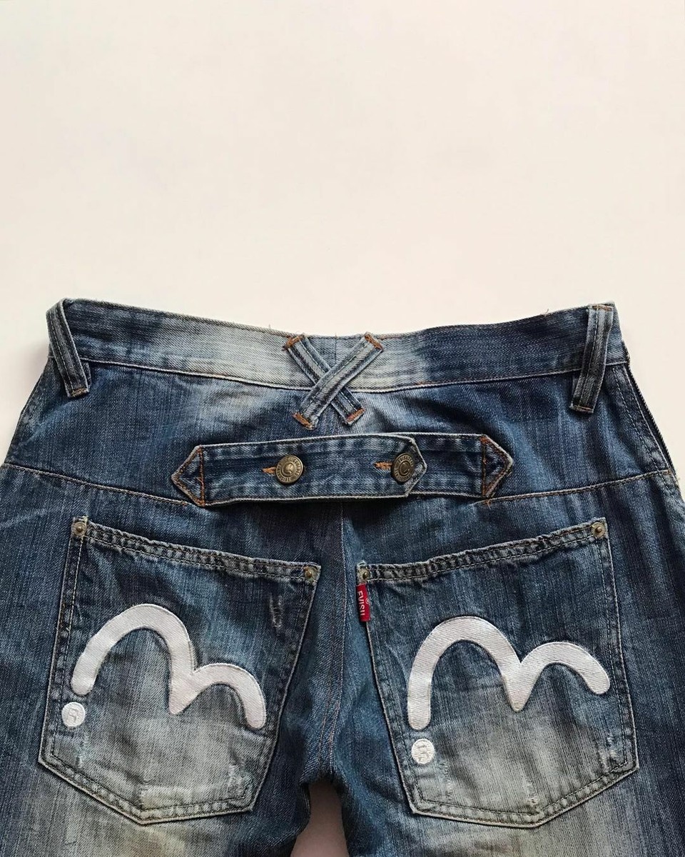 MENS EVISU JEANS Embroidered denim blue with buckle sizes 28 | eBay