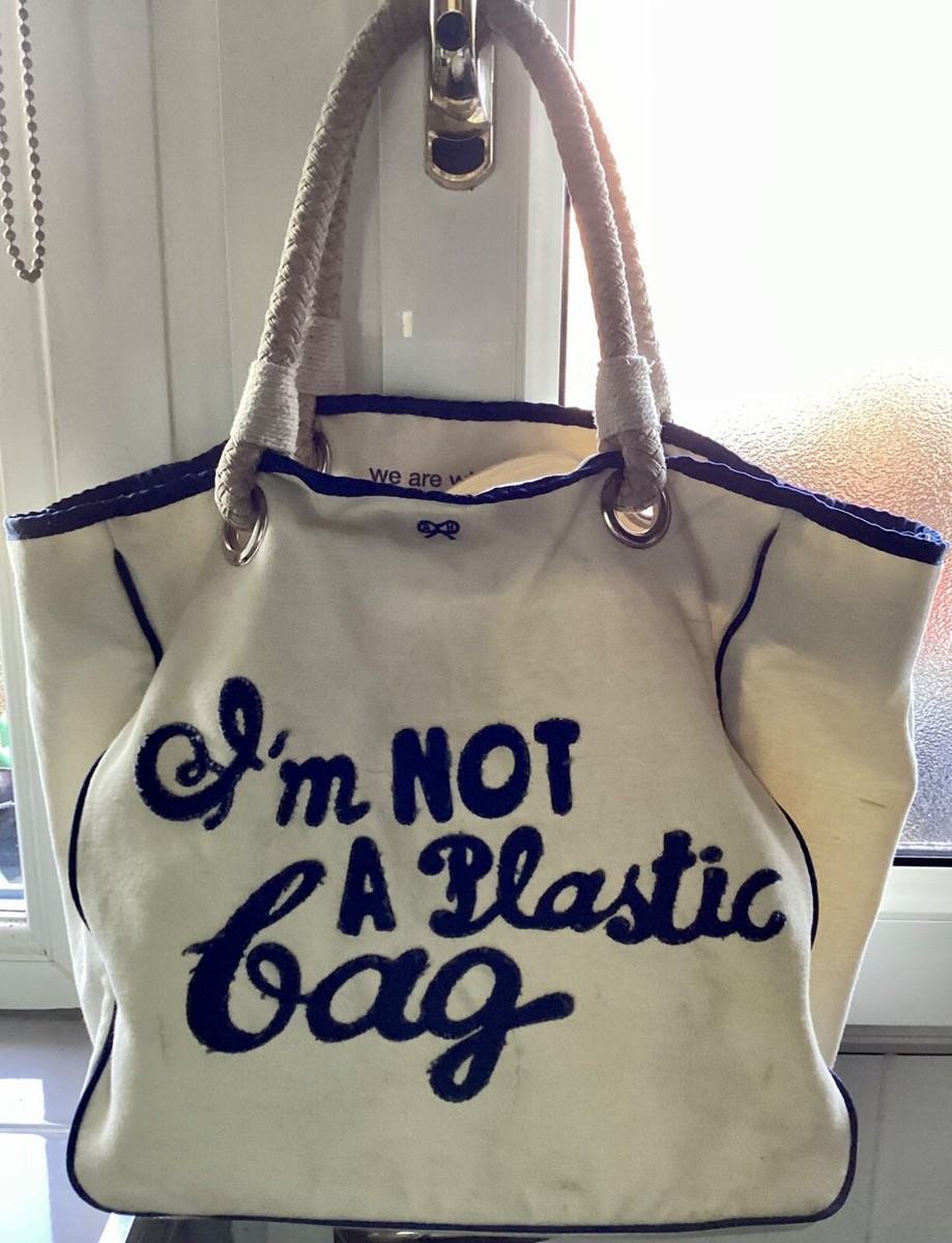 Anya Hindmarch I'm Not a Plastic Bag Blue Tote Shopper Bag Used