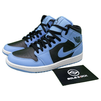 Nike Air Jordan 1 Mid University Blue Black Men's Retro Sneakers