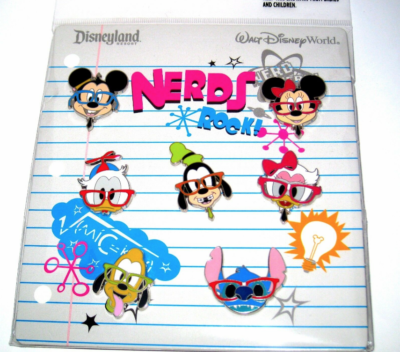 Disney Booster Pin SET 7 ✿ Nerds Rock Mickey Minnie Stitch Pluto