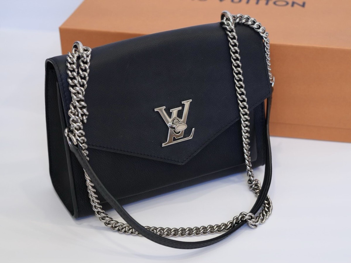 New Louis Vuitton MyLockMe Chain Bag Medium Size Black & Silver
