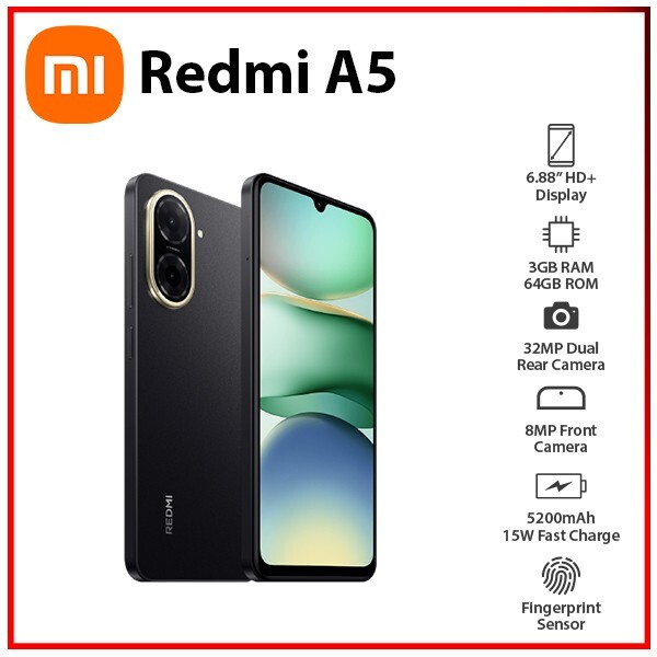 New) Xiaomi Redmi A5 3GB+64GB BLACK Dual SIM Unlocked Android