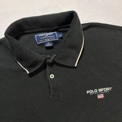 Vintage 90's Polo Sport Ralph Lauren Black Polo Shirt Men's XL