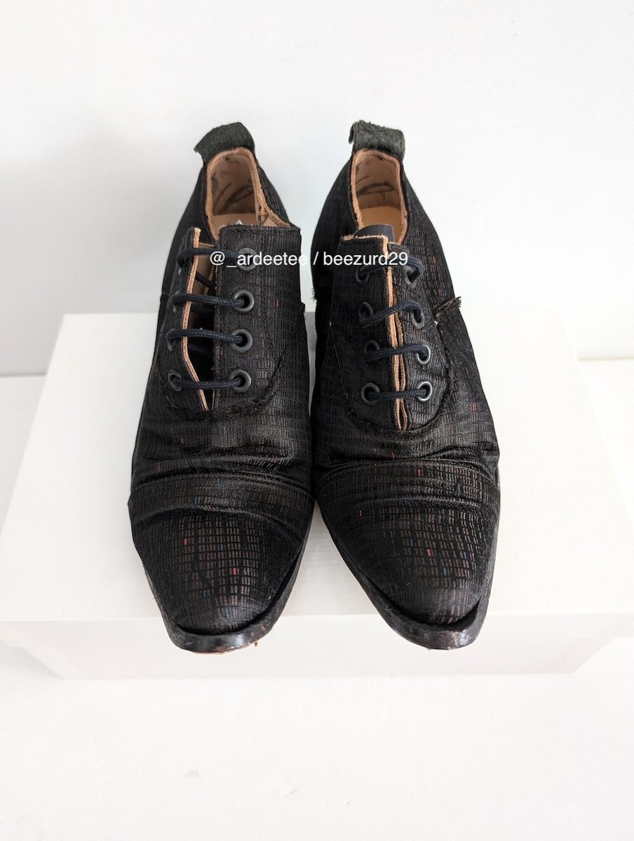 PAUL HARNDEN SHOEMAKERS SILK OVER LEATHER HEELED DERBY (BLACK, PH3