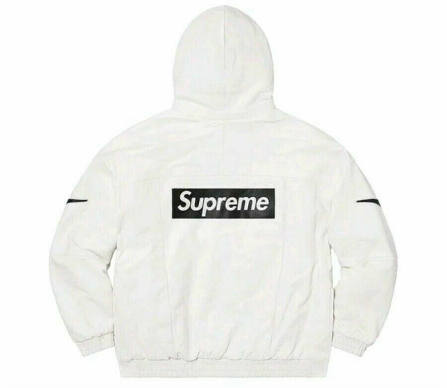Nike X Supreme Mens Leather Bomber Jacket/Anorak White/Sail