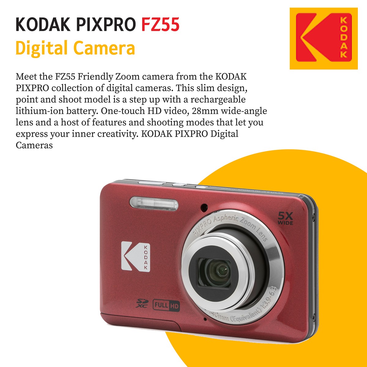 Kodak PIXPRO FZ55 Digital Camera (Red) Bundle 819900014075| eBay