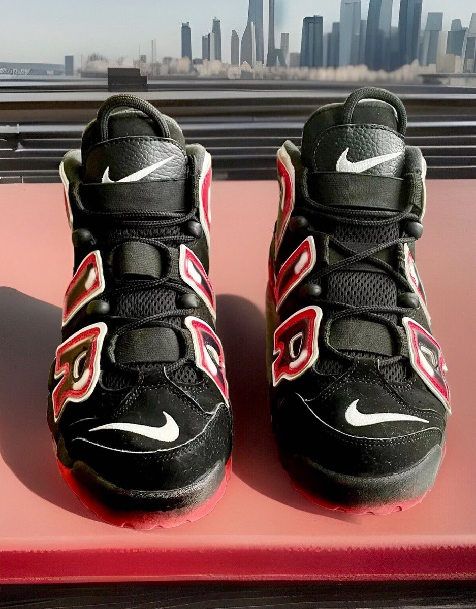 NIKE AIR MORE UPTEMPO '96 BLACK/WHITE-LASER CRIMSON MENS SIZE 8 | eBay
