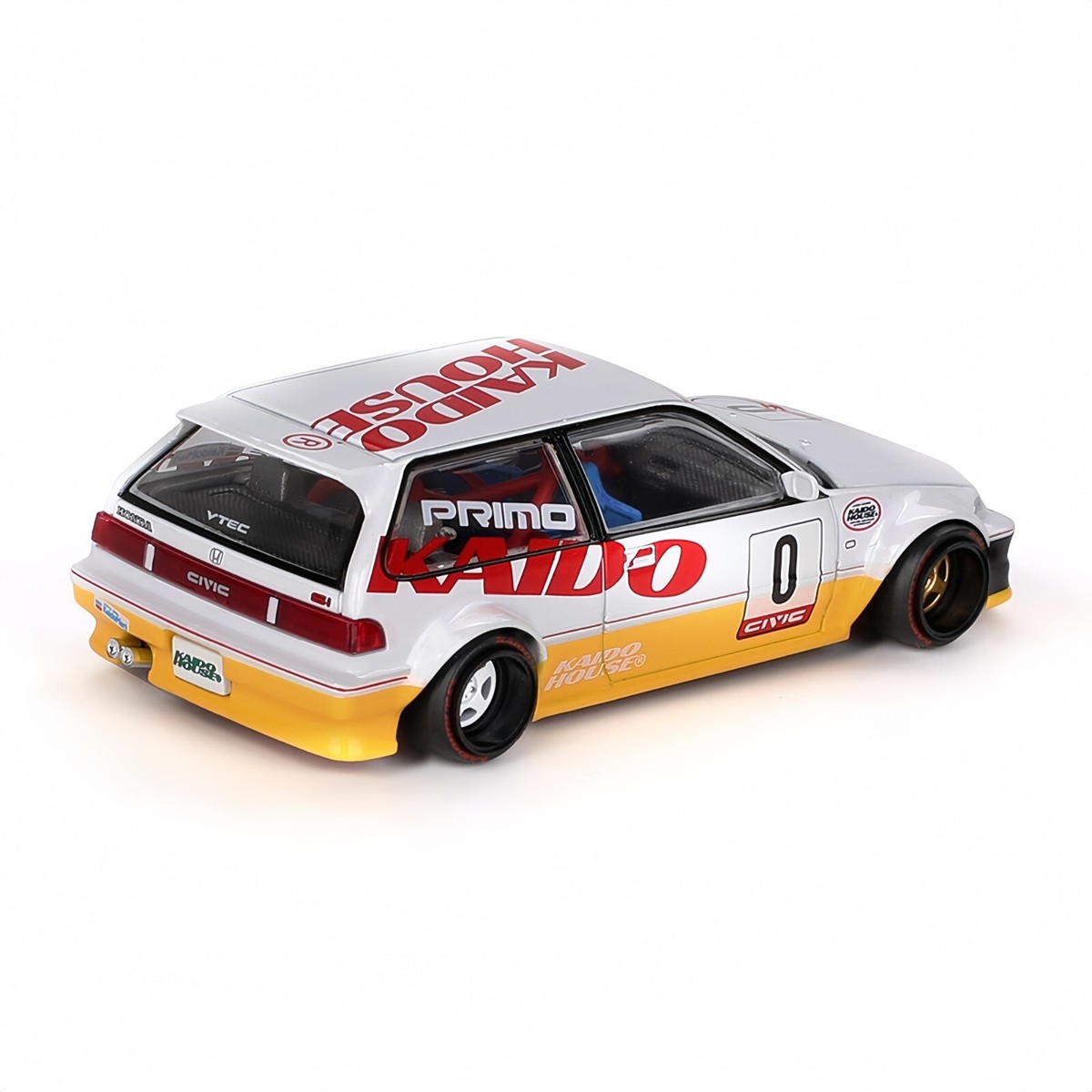 Mini GT x Kaido House 1:64 Honda Civic (EF) Kanjo V1 White/Yellow