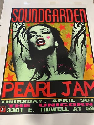Frank Kozik Soundgarden Pearl Jam The Unicorn Green Lady 1st