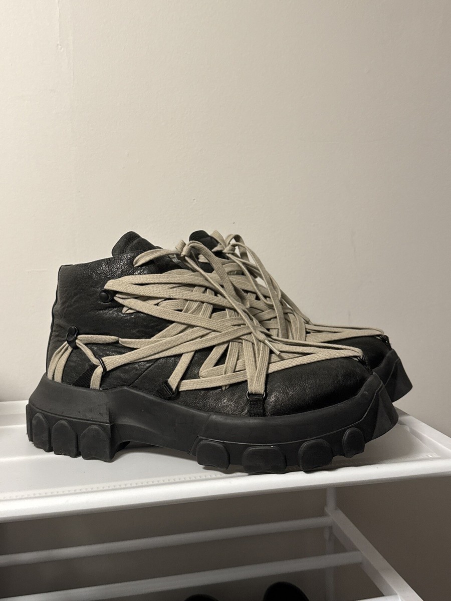 Rick Owens SS20 Megalace Tecuatl Tractor Sneaker Boots Black Size