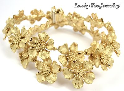 Rare Vintage Tiffany Classics 18K Gold Wild Rose Dogwood Flower