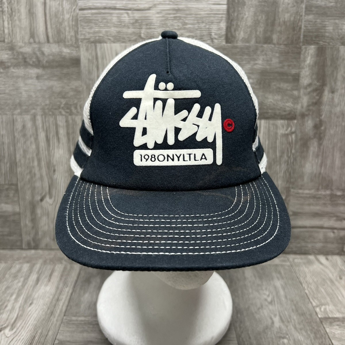 STUSSY 1980 NYLTLA Trucker SnapBack Hat Cap Color Faded Pre-Owned