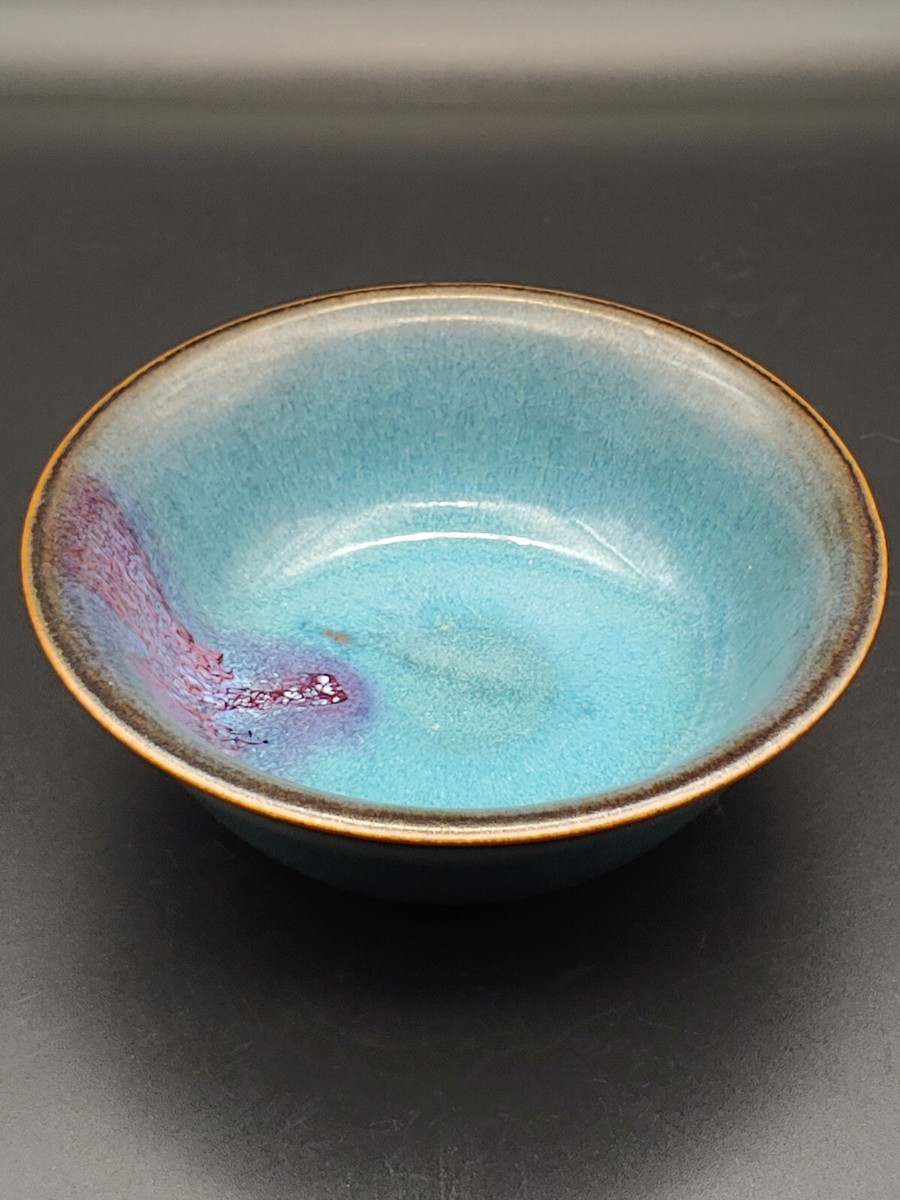 清代钧瓷紫斑天青釉茶盏Antique Chinese Qing Jun Kiln Porcelain Blue