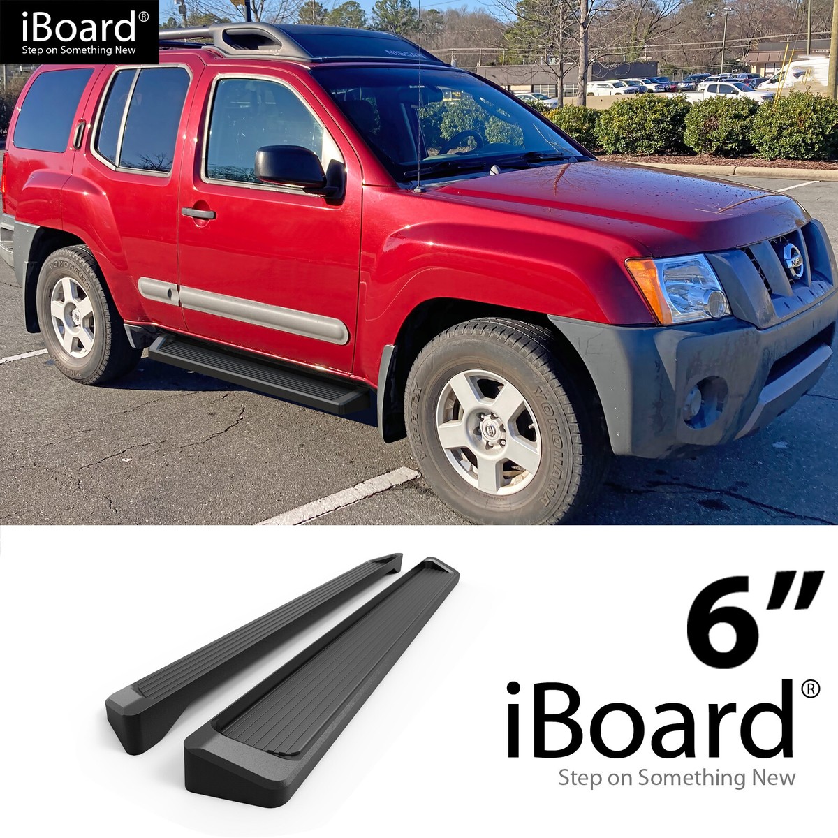 Running Board Side Bar 6in Aluminum Black Fit Nissan Xterra 05-15