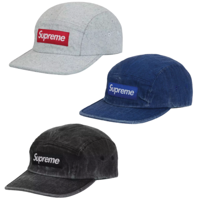 Supreme Coated Denim Camp Cap Black Royal White Sz Adjustable | eBay