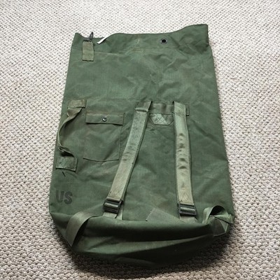 Vintage US Military Olive Green Canvas Duffel Bag Army GI Sea Bag