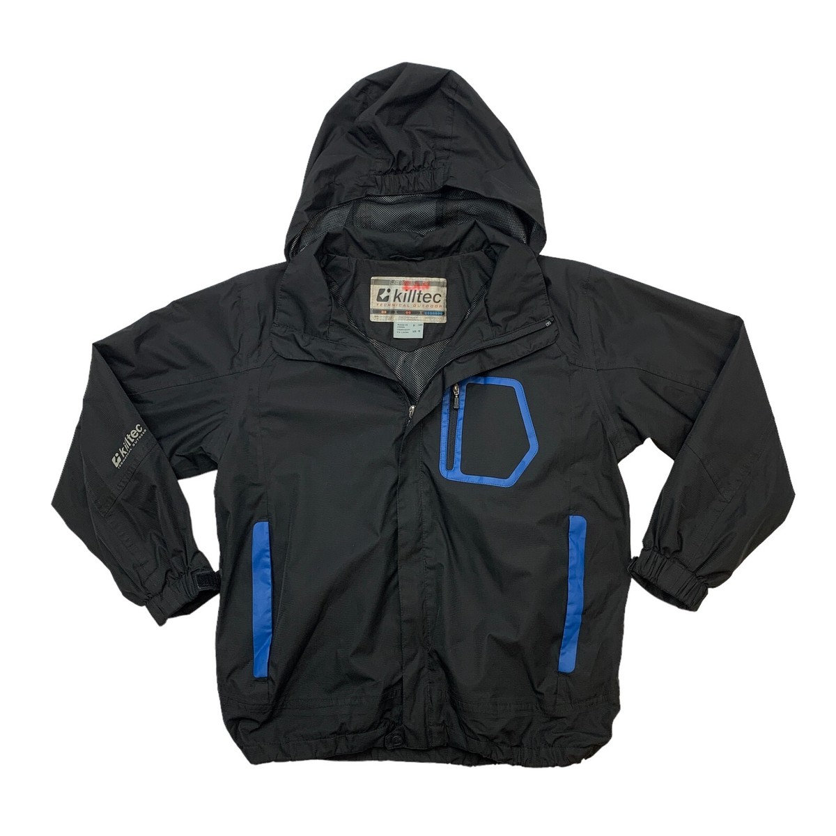 Killtec Level 2 Windbreaker Boys 10 Black Full Zip Hooded Lined